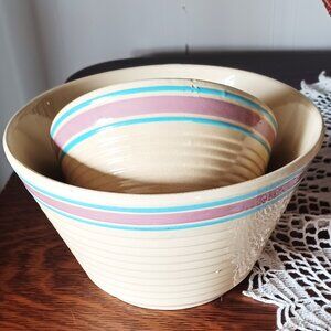 WATT USA Pottery Two Yellow-ware Beehive Bowls #7 & #9